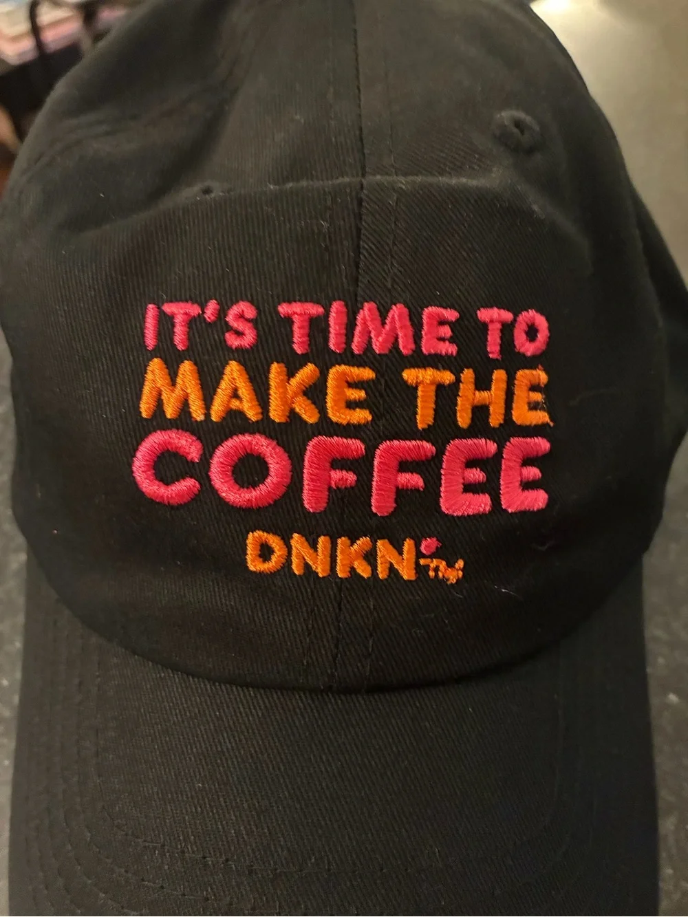 Dunkin’ Donuts Perks rare employee “time to make the coffee” black promo hat cap